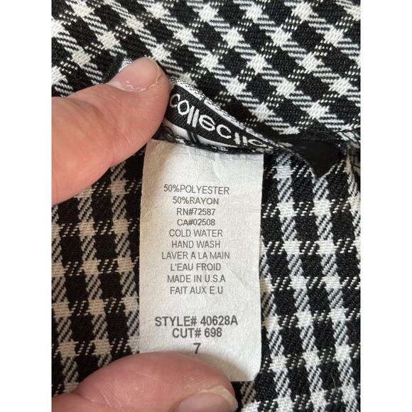 Y2K Vintage Houndstooth Black And White Mini Skirt M Collection Size 7 Buttons - Picture 10 of 10